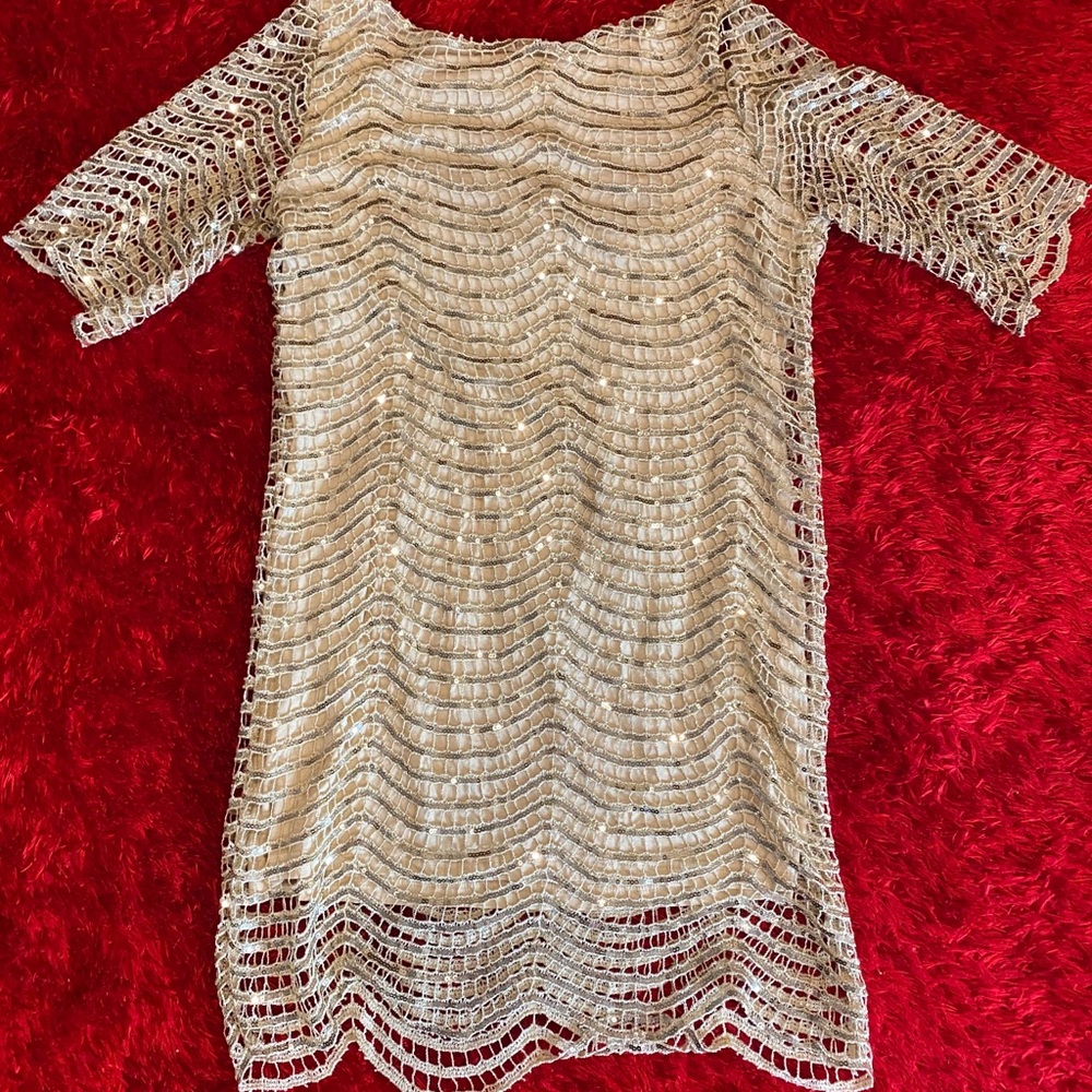 Gold party beautiful mini dress
